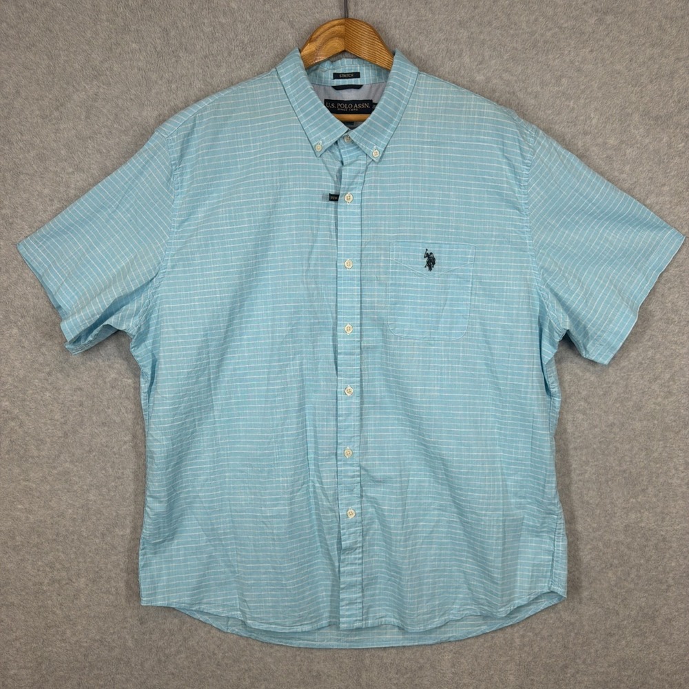 U.S. Polo Assn. #11E015 NWOT Men's Stretch Short Sleeve Button Up Woven Shirt